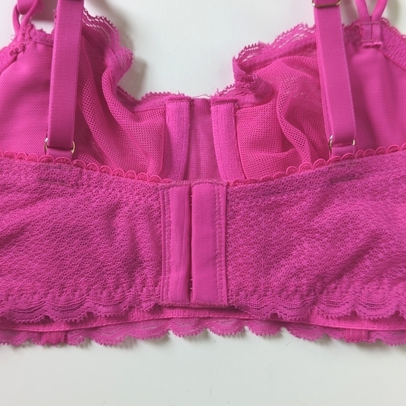 Auden Classic Lightweight Mesh & Lace Unlined Underwire Bra Magenta Pink 32B - Picture 8 of 12
